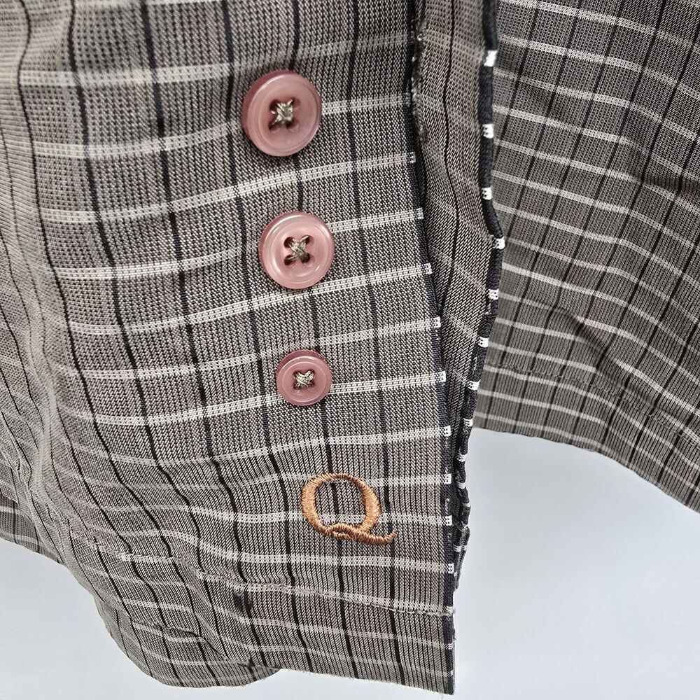 Haggar Dress Shirt Mens Size M (15.5x34) Brown Geometric Point Collar (A18) - Picture 7 of 9